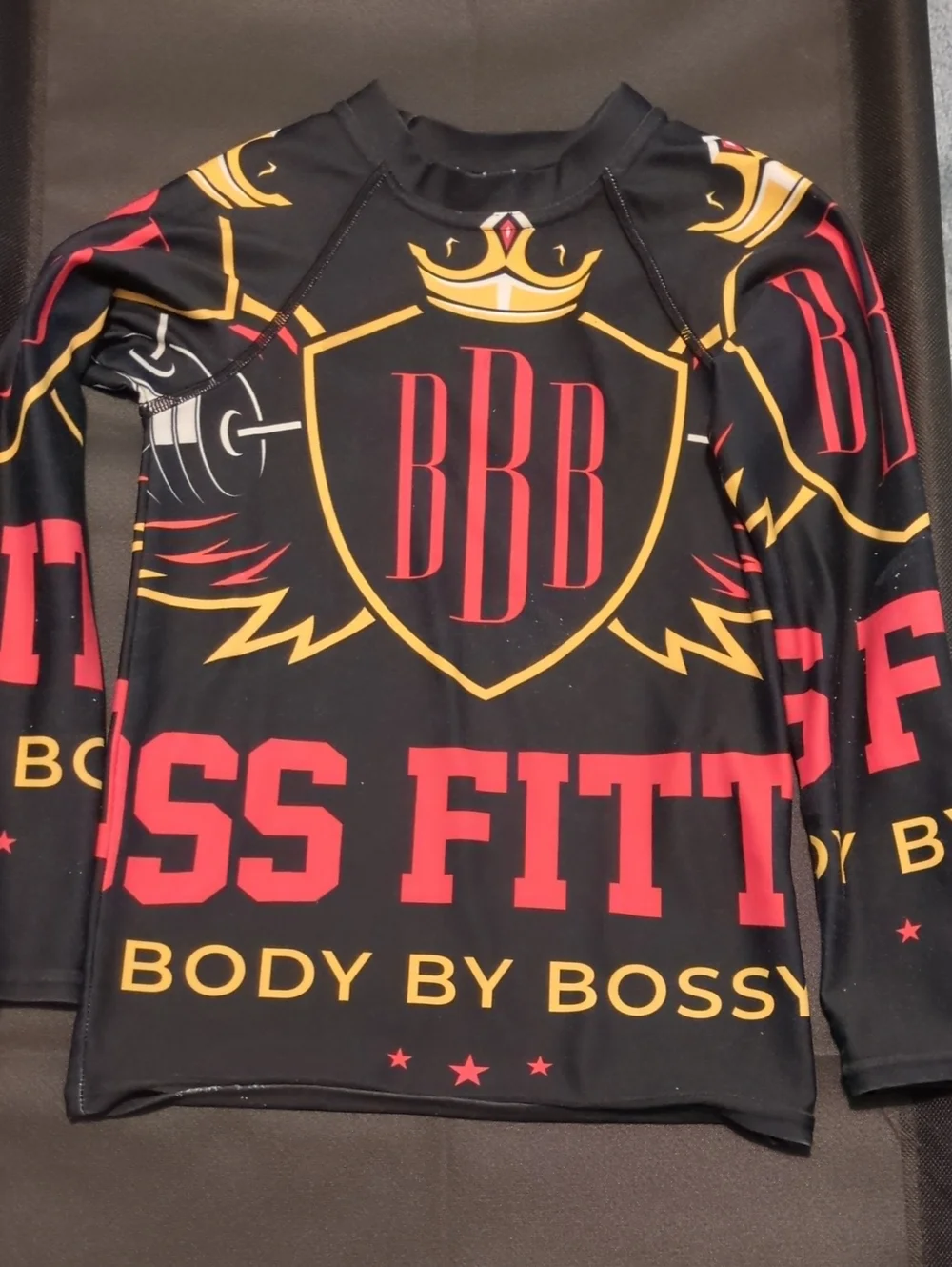 Kids' Black Athletic Rash Guard Top - Red & Gold Graphic 5T